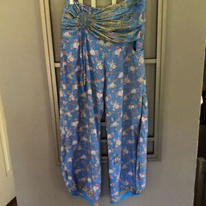 Aller Sumplement Blue printed lightweight harem pants M/L